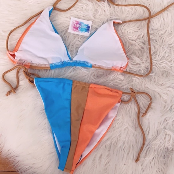 Color block halter top bikini et - Picture 3 of 8